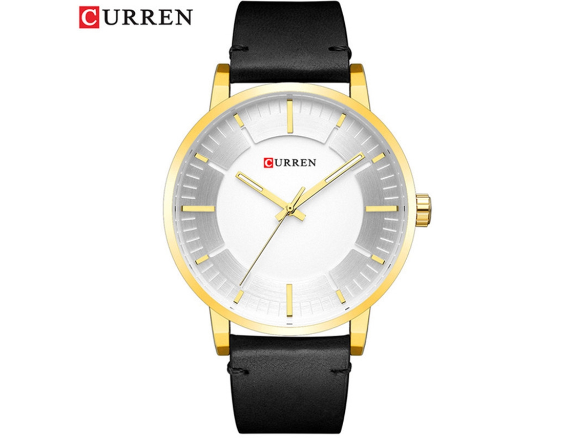 Reloj unisex con esfera grande, movimiento de cuarzo sencillo y correa de piel. MDUG