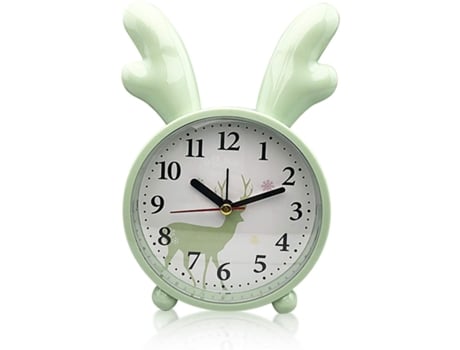 Despertador para niños, despertador, despertador de conejo, reloj de alarma analógico clásico, despertador, sin ticking (verde)