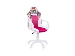 Silla gaming con ruedas y reposabrazos 98-109,5 cm DRW Sticker - Blanco - Rosa DRW 46,5 x 98-108 x 46cm cm