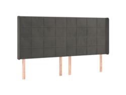 Maison Exclusive - Cabecero Con Orejas De Terciopelo Gris Oscuro 203x16x118/128 Cm