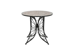 Mesa Redonda Comedor Metal Ceramica Negro 80x80x76cm