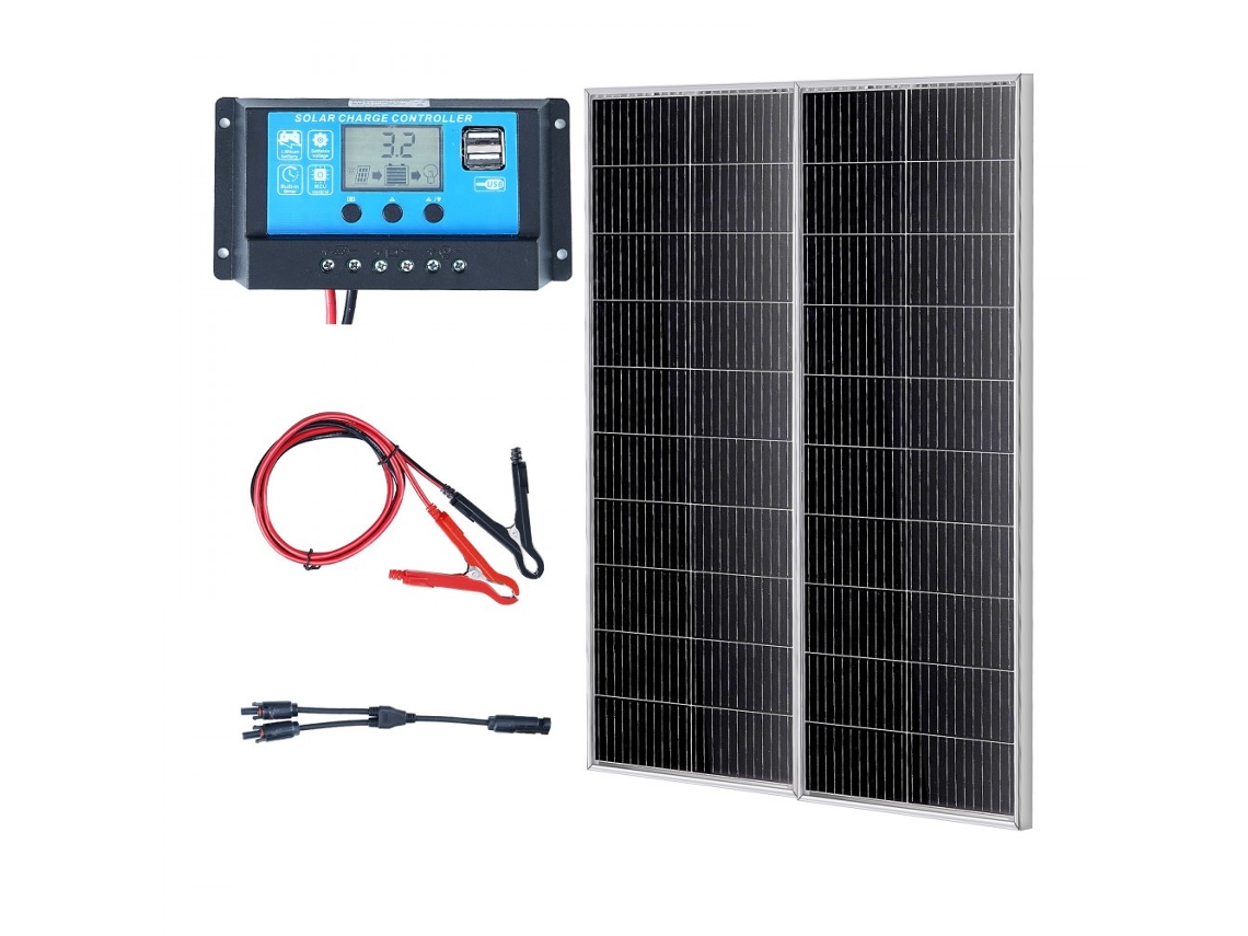 Panel solar monocristalino de 200 W y 12 V con controlador Tekmaquinas