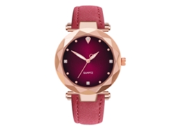 Reloj de pulsera sencillo para mujer de piel sintética con movimiento Cuarzo rojo.
