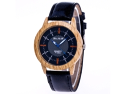 Reloj De Pulsera Digital De Madera Con Esfera Brújula Y Correa De Cuero (negro)