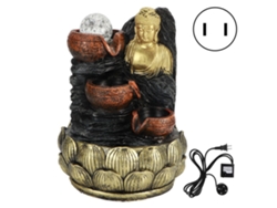 Estatua de Buda de escritorio con fuente de luz y bola. Enchufe estadounidense de 110 V.
