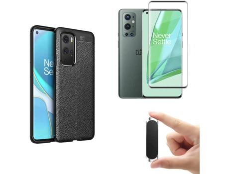 Kit Película Cristal Oneplus 9 Pro PHONESHIELD Rugged Leather y Soporte Magnético Negro