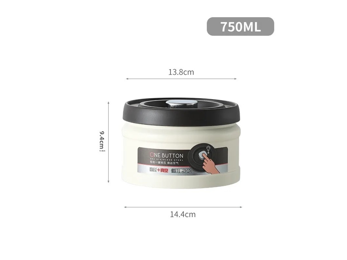 (blanco 750ml) Caja De Almacenamiento De Café Al Vacío, Tipo Filtro A Presión, Fabricada En Acero Inoxidable 304.