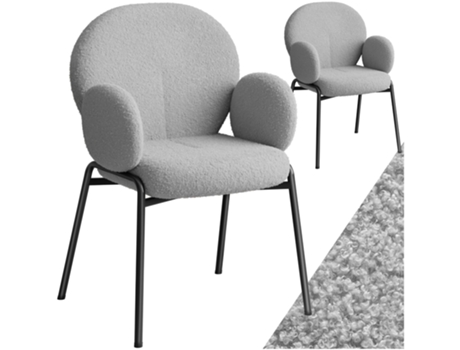 Juego de 2 Sillas Scandi tapizadas, con tela bouclé TECTAKE