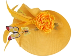 Fascinateur Chapeau Paille Jaune Pour Mujers Serrage-tête Élégant En Tissu, Goûter Y Banquy,