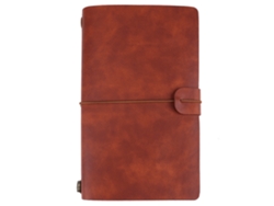 Cuaderno de viaje clásico de piel sintética reciclada y personalizada (marrón)