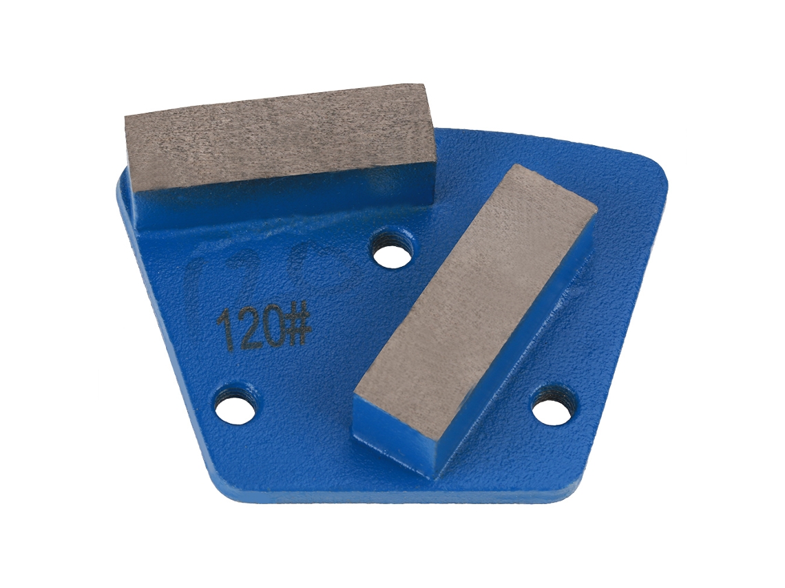 Disco Pulidor De Hormigón Trapezoidal De Diamante De Grano 120 Con 3 Orificios Y 2 Dientes Rectos.