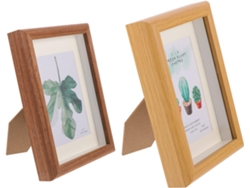 Juego 2 Marcos Fotos Estampados Madera Estilo Vintage 15 Natural 18 Nogal Oscuro Colgar Pared Hogar Cm