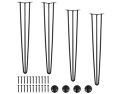 0,7 M Succebuy Patas de Mesa con Horquilla, Juego de 4 Patas para Muebles de Acero Macizo, Negro