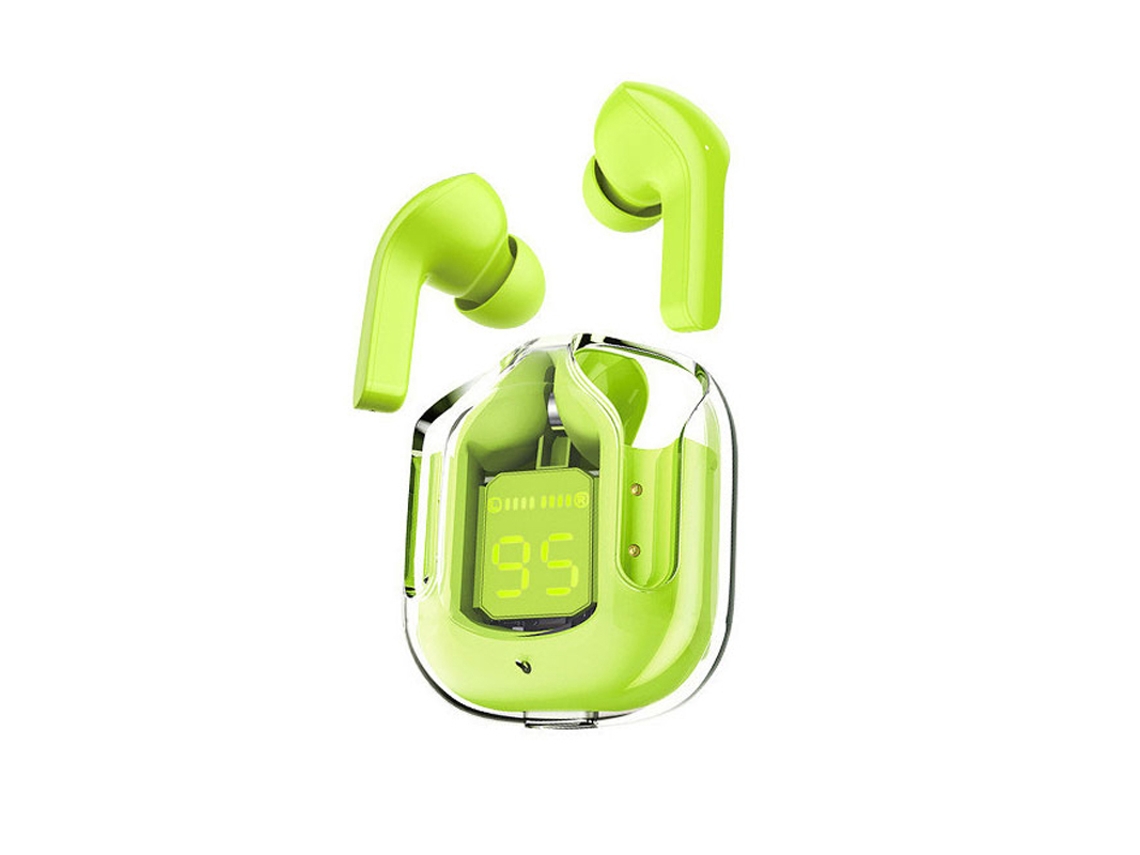 Audífonos inalámbricos Bluetooth con luces LED, sonido estéreo TWS, micrófono y control de volumen. Mdug (verde)