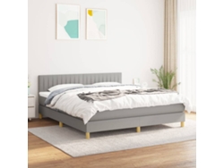 Cama Box Spring Con Colchón Tela Gris Claro 180x200 Cm