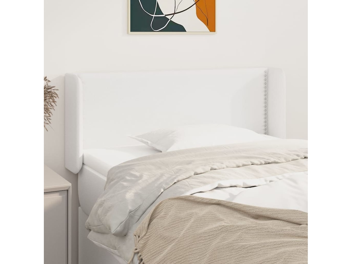 Cabecero De Cuero Sintético Blanco 103x16x78/88 Cm
