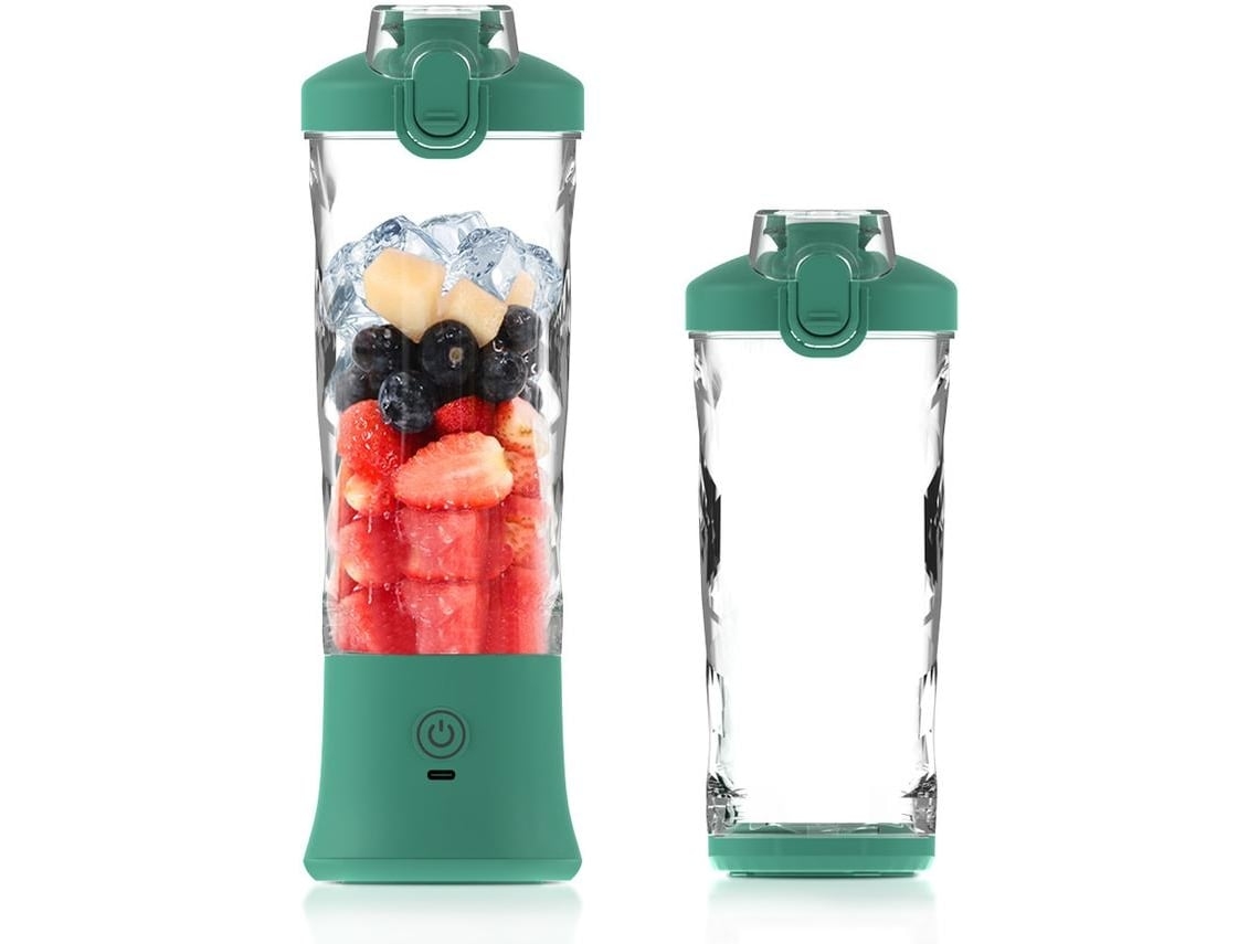 Licuadora portátil de 20 oz, recargable por USB C, exprimidor de frutas pequeño, sin BPA, para cocina, viajes, deportes, comida para bebés, color verde Gusshious