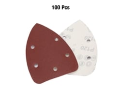 100 peças de lixa triangular de alumínio com 5 furos, lixa abrasiva (120) para lixar e polir.