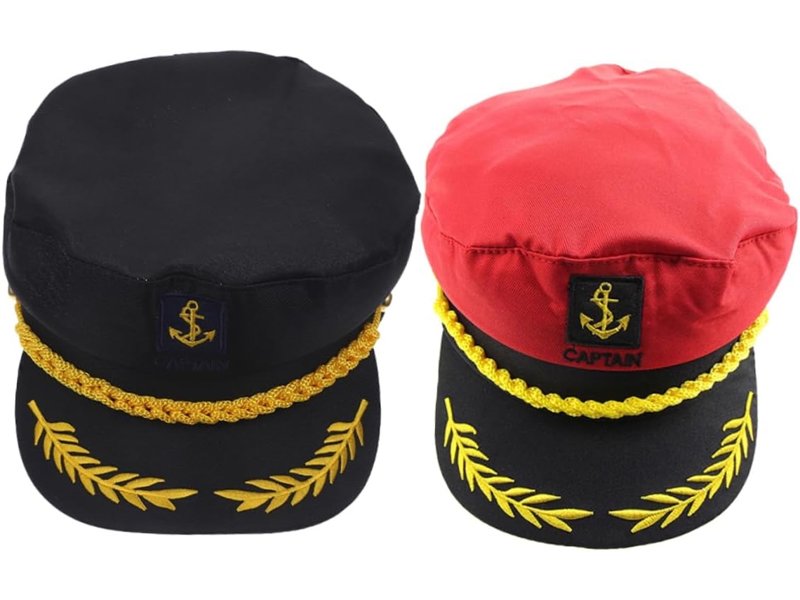 De Dos Piezas De Gorra De Capitán Para Fiestas Y Festivales, Ajustable Con Exquisito Bordado.