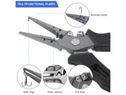 Alicates De Pesca De 7,3 Pulgadas Con Extractor De Anzuelos, Cortador De Sedal Y Estuche, Herramienta De Pesca Multifuncional.