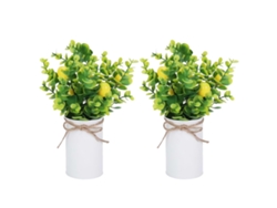 2 manzanas artificiales en jarrones para decoración de mesa