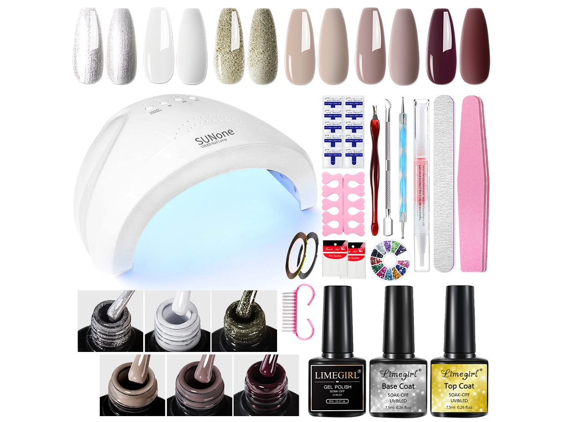 Kit De Inicio Para Manicura Con Lámpara Uv Led Sunone De 48 W, 6 Colores De Esmalte De Gel N.° 05 Eifson