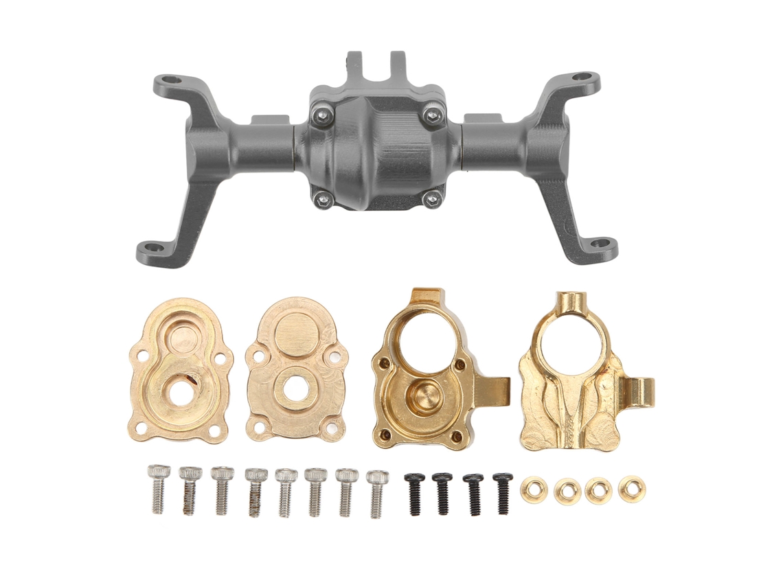 Conjunto de cárter del eje delantero 2026 con copa de dirección CNC para coche RC 1/24 FMS Xiaoqi FCX24 en metal titanio.