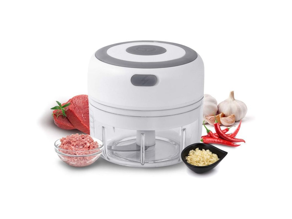 Cortador de ajos eléctrico inalámbrico mini de 100 ml, picador de verduras y carne, USB, portátil para cocina.