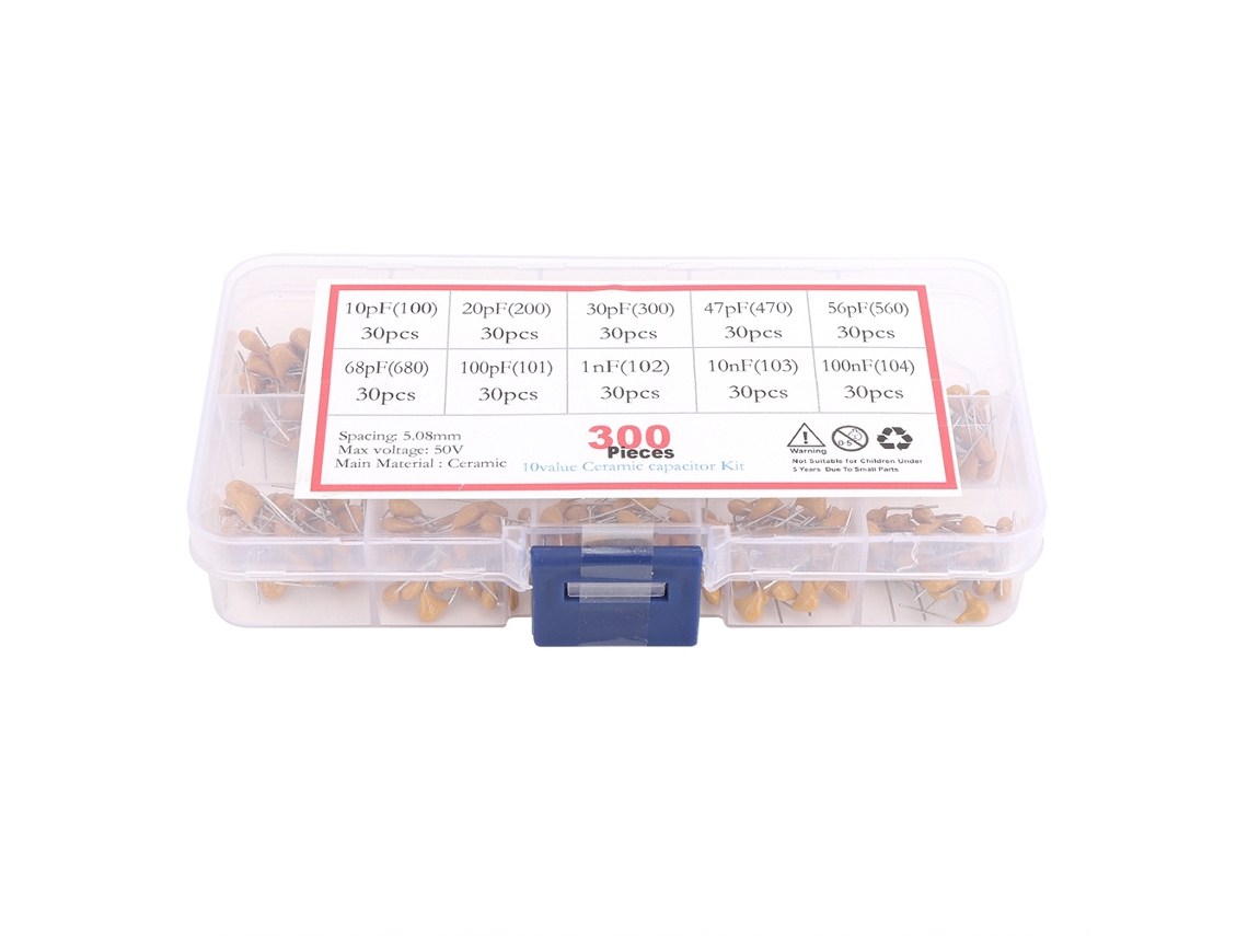 300 condensadores cerámicos, 10 modelos, 50 V, 10 pF-100 nF, componentes de circuito de alta calidad.