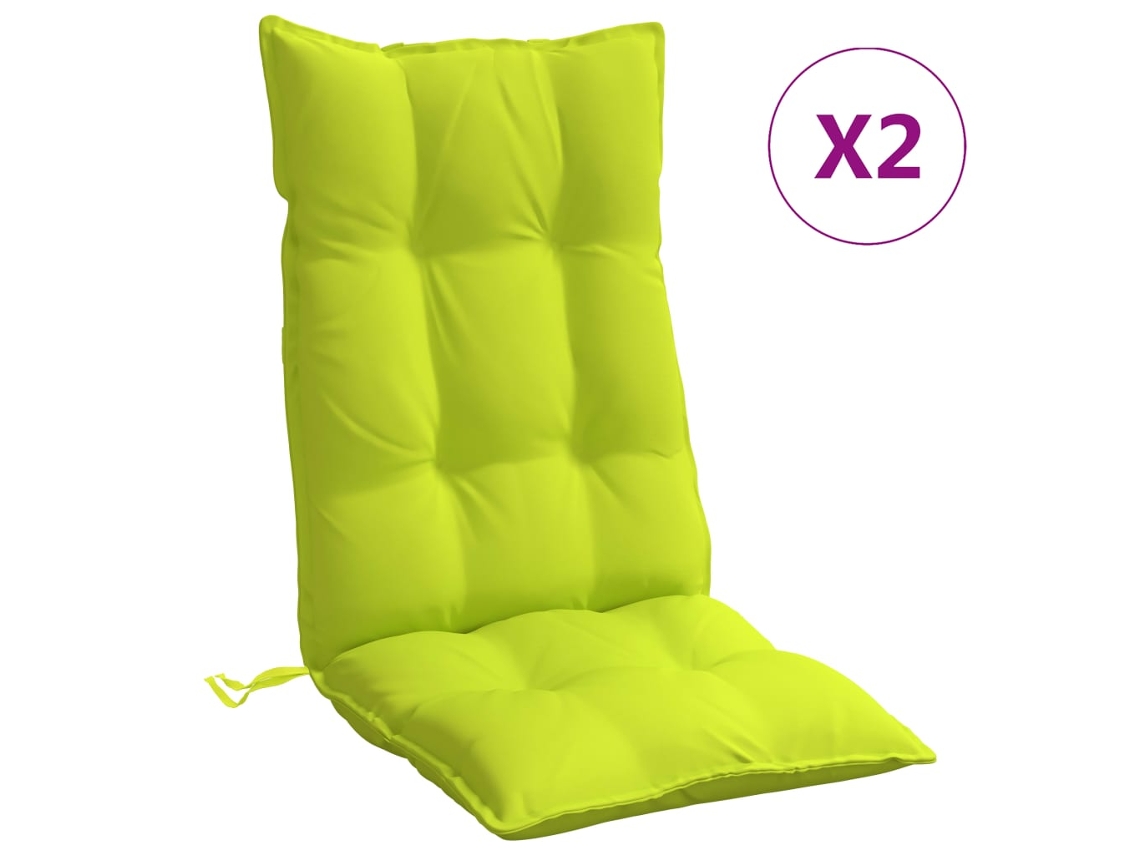Conjunto 2 Cojines de silla respaldo alto VIDAXL tela Oxford verde brillo