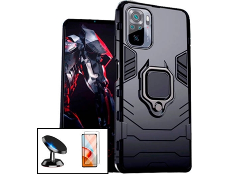 Kit Carcasa, Protector y Soporte Magnético Auto Xiaomi Note 10s PHONECARE Military Defender Negro