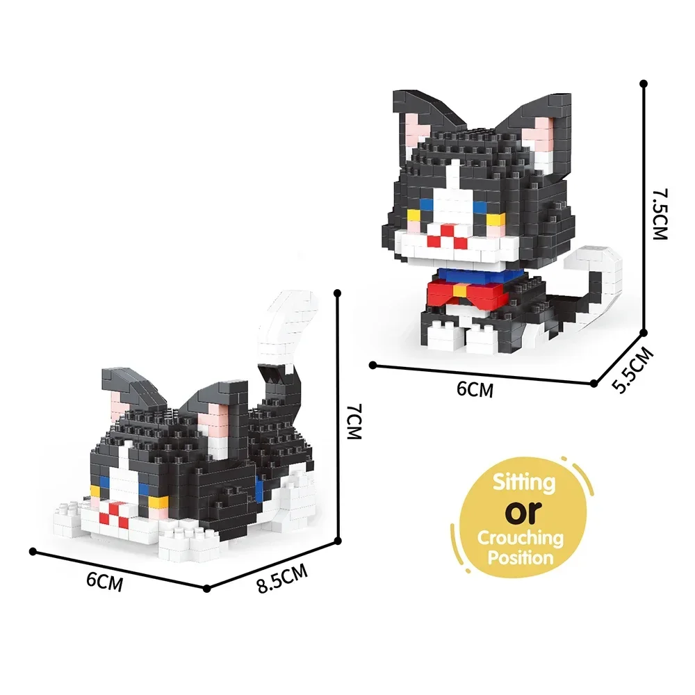 (gato Vaca) Lindo Juego De Bloques De Construcción En Miniatura De Gatito: Se Pueden Ensamblar Dos Diseños Adorables.