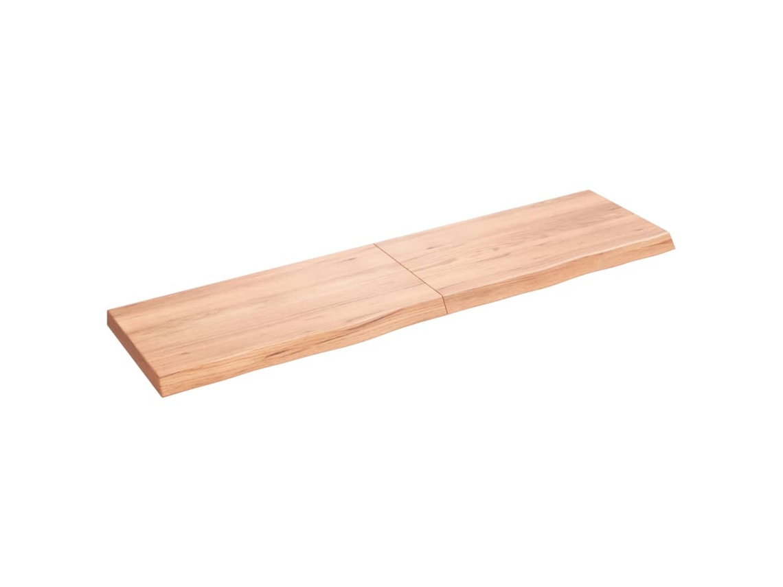 Encimera baño madera maciza tratada marrón claro VIDA XL (120x30x(2-4)cm)