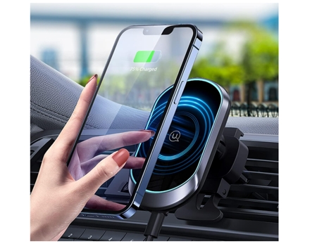 Cargador Coche Inalámbrico Tecnología Qi Carga Rápida Magnetismo BISBISOUS Negro