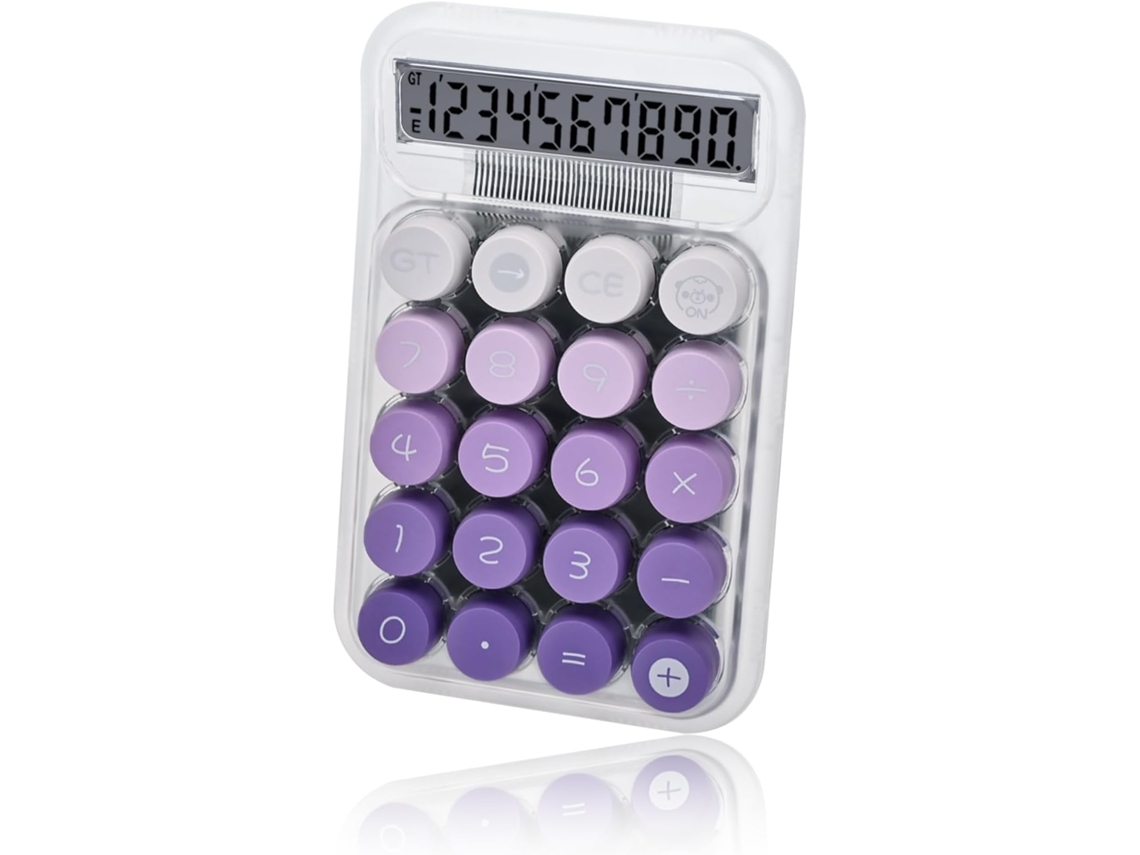 Calculadora de escritorio Eifson, pantalla LCD mecánica, botones grandes, 10 dígitos (morado)