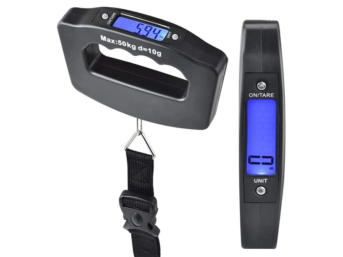Báscula digital para equipaje, báscula electrónica portátil para un pesaje preciso, diseño ergonómico que garantiza un agarre cómodo, pantalla iluminada para