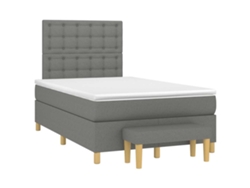 Cama Box Spring Con Colchón Tela Gris Oscuro 120x190 Cm