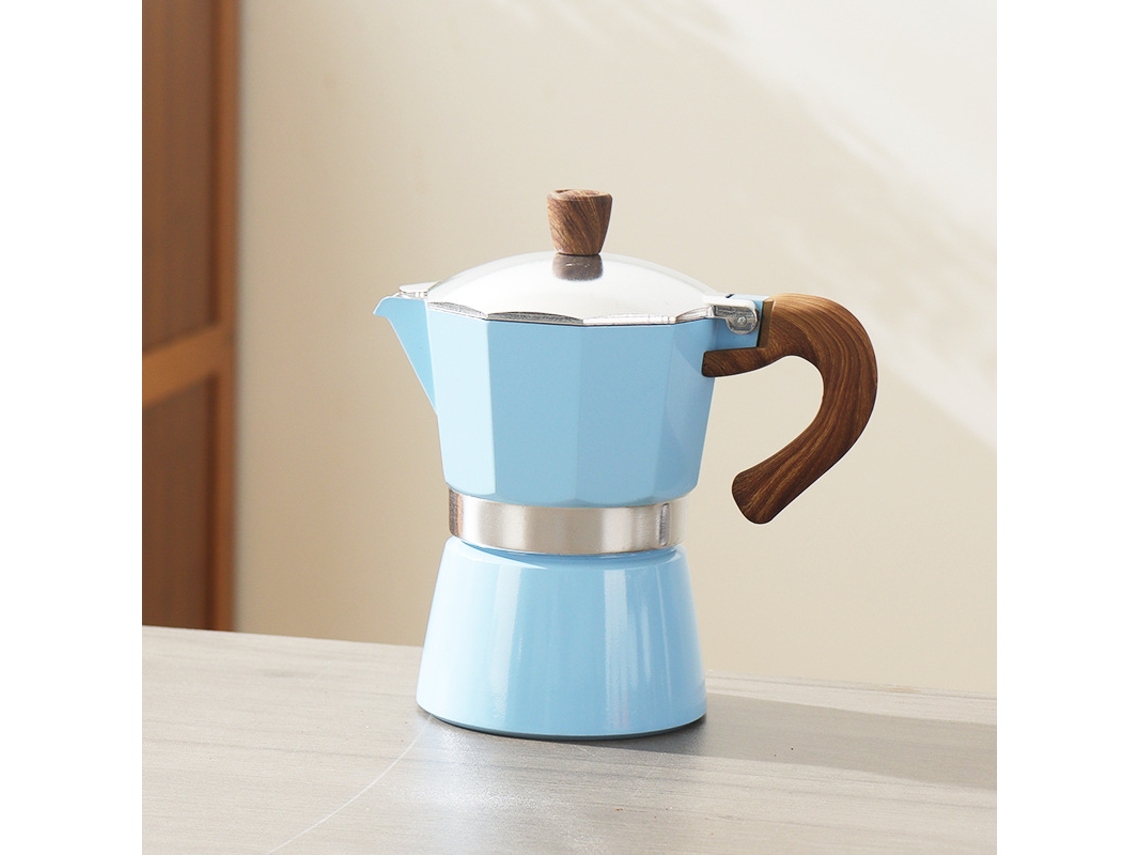 Cafetera italiana de aluminio de una sola válvula de 300 ml, color azul Chrui