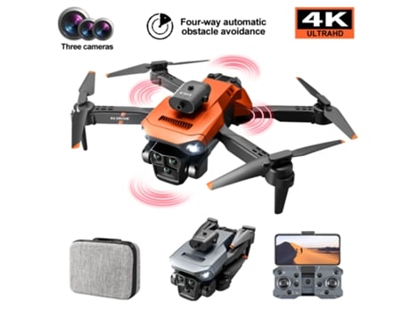 Dron K6 Max con tres cámaras Evitación de obstáculos de 360 (3 baterías - Duración de la batería: 15 min - Naranja)