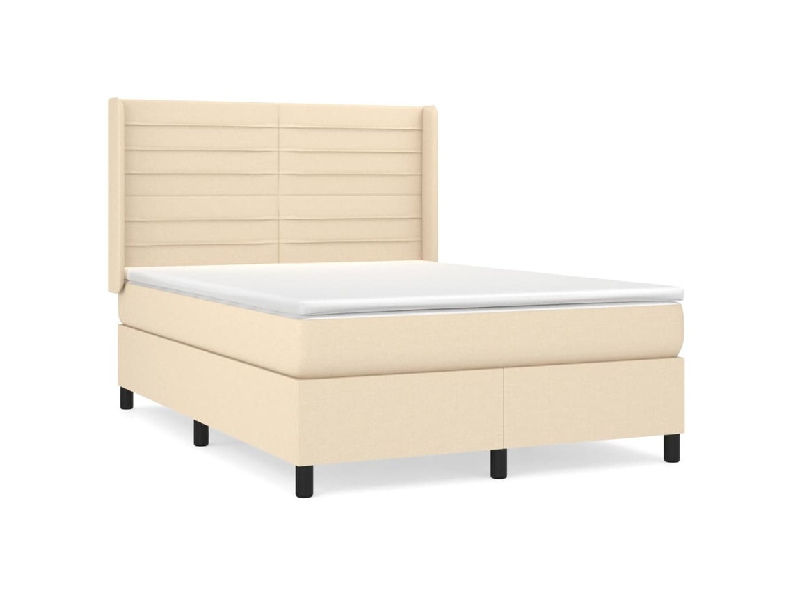 Maison Exclusive - Cama Box Spring Con Colchón Tela Color Crema 140x200 Cm