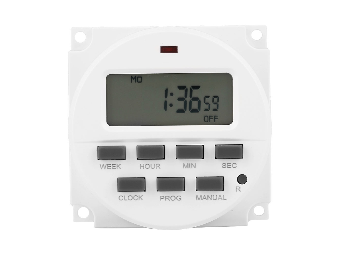 Timer Switch Programável Semanal 7 Dias com Lcd e Bateria Recarregável para Luzes Time Relay Digital