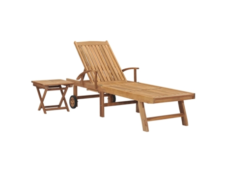 MAISON EXCLUSIVE - Tumbona con mesita madera maciza de teca