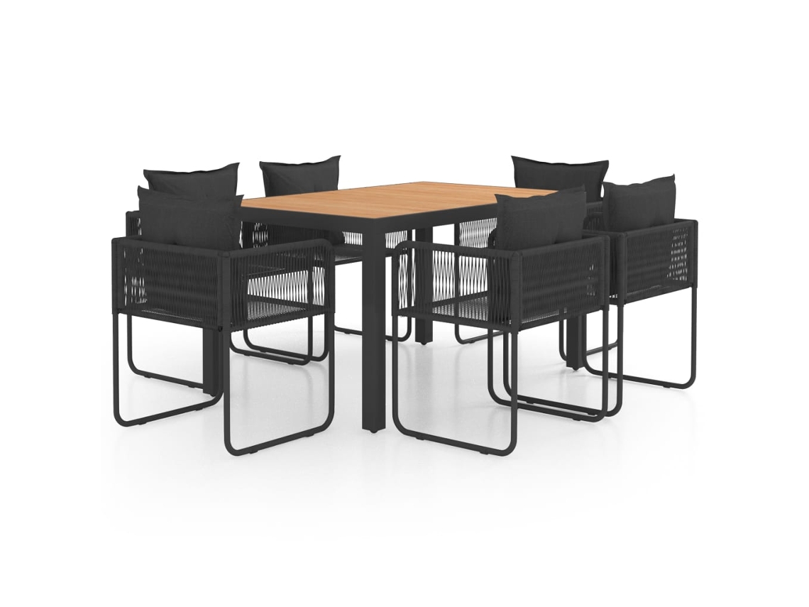 Conjunto de Jantar de Jardim Vime PVC Preto e Castanho MAISON EXCLUSIVE