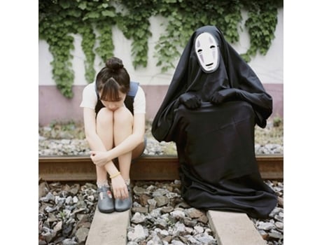 Disfraz de Cosplay de hombre sin rostro de Spirited Away máscara negra guantes M