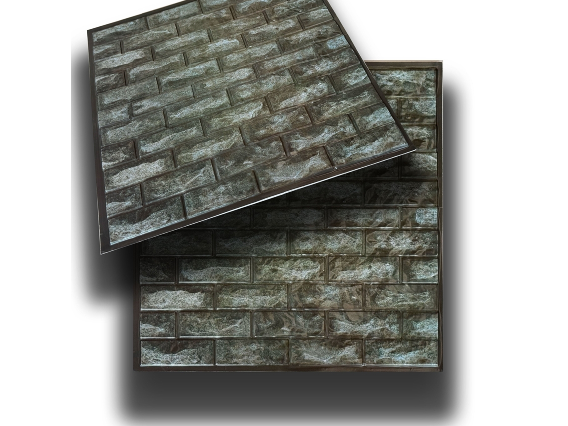 Azulejos Em Relevo 3d Pvc Autoadesivos 30x30cm Pedra, Tijolo, Mármore. Repelente De Água - Tijolos Verdes 30x30cm