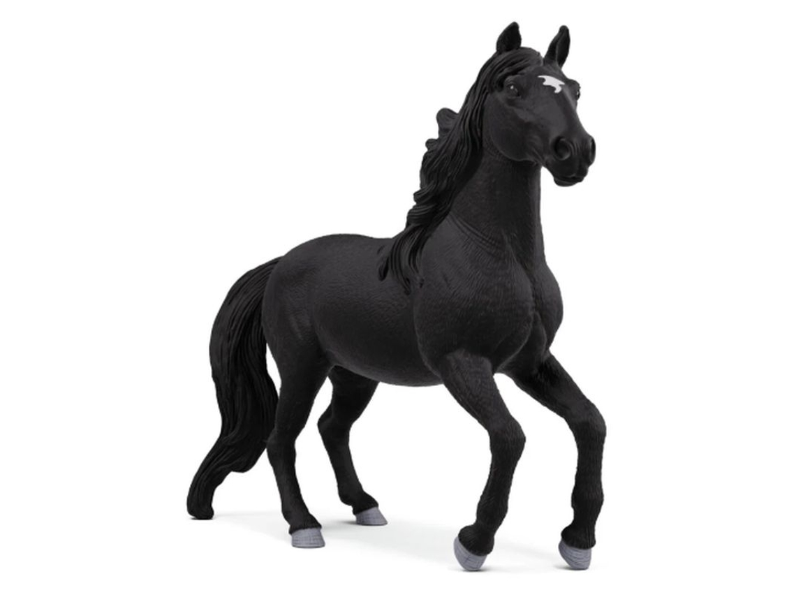 Figura de caballo semental lusitano Schleich, en color negro con estrella blanca, código 14918.