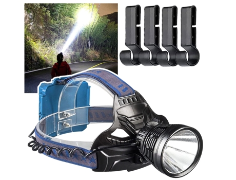 Linterna frontal LED impermeable recargable, 4 modos, recargable por USB, resistente al agua IPX4, adecuada para actividades al aire libre (negro) ...