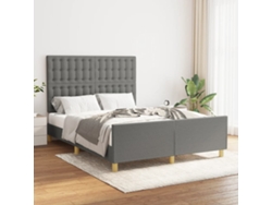 Estructura De Cama Sin Colchón Tela Gris Oscuro 140x200 Cm