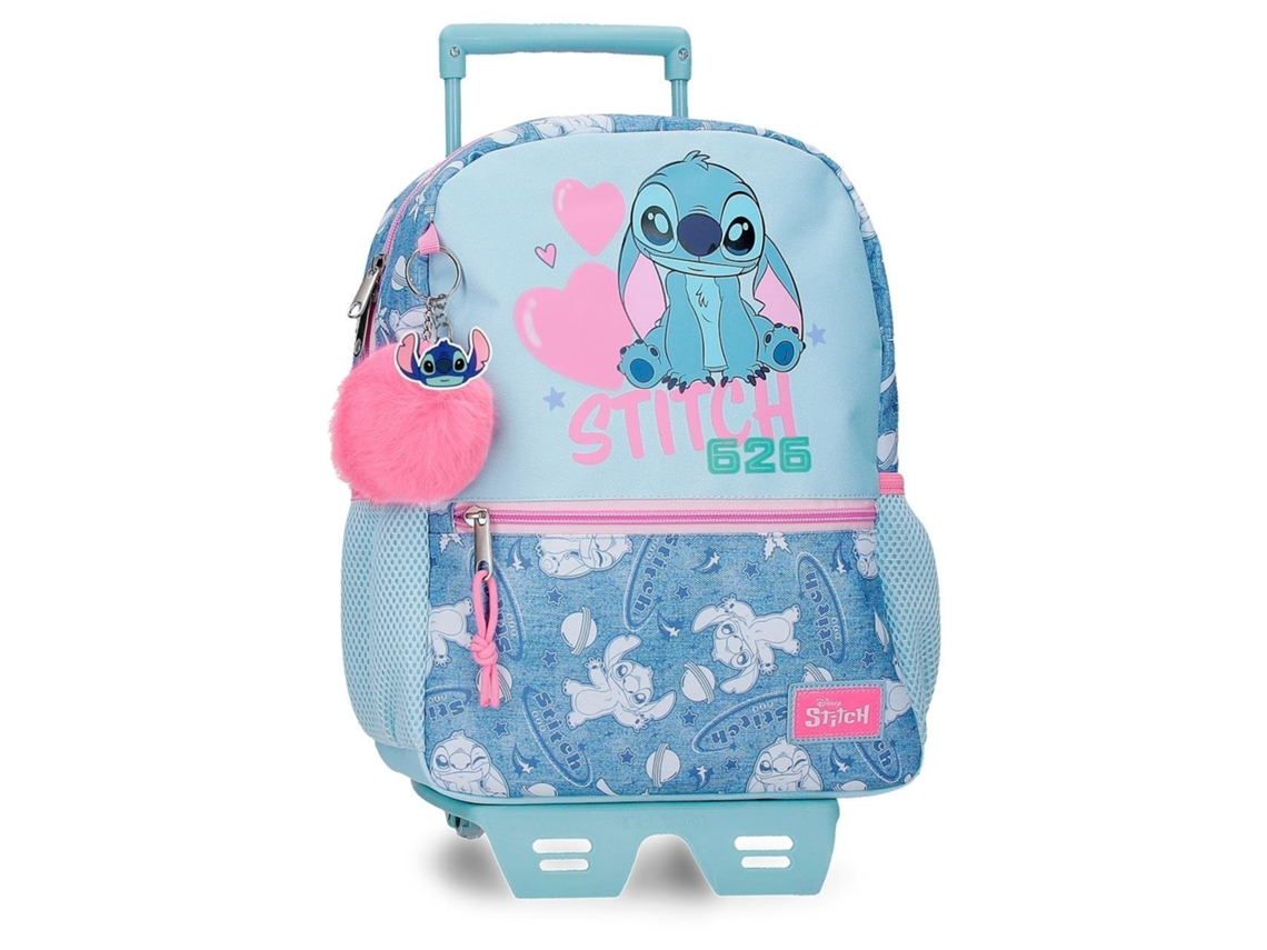 Mochila escolar Disney Stitch Hearts con ruedas (denim, 27x33x11cm)