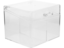 Tarjetero de acrílico transparente para oficina con tapa abatible. SFUSHOS